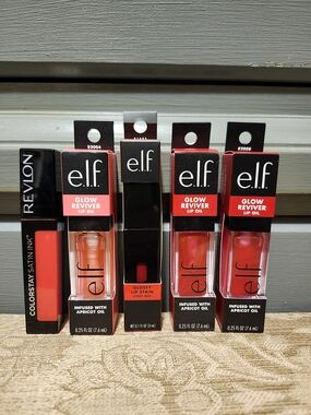 e.l.f. Glow Reviver Lip Oil Set in Coral, Peach, Red, Pink